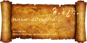 Hutter Árpád névjegykártya